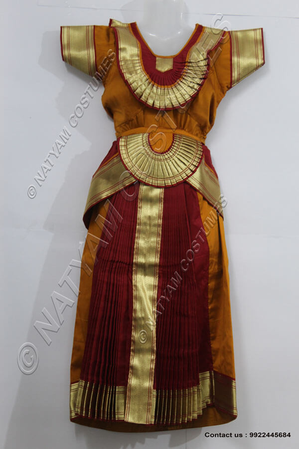 Mustard and Maroon bharatanatyam dress