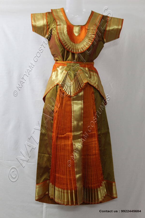Bistre and Orange bharatanatyam dress