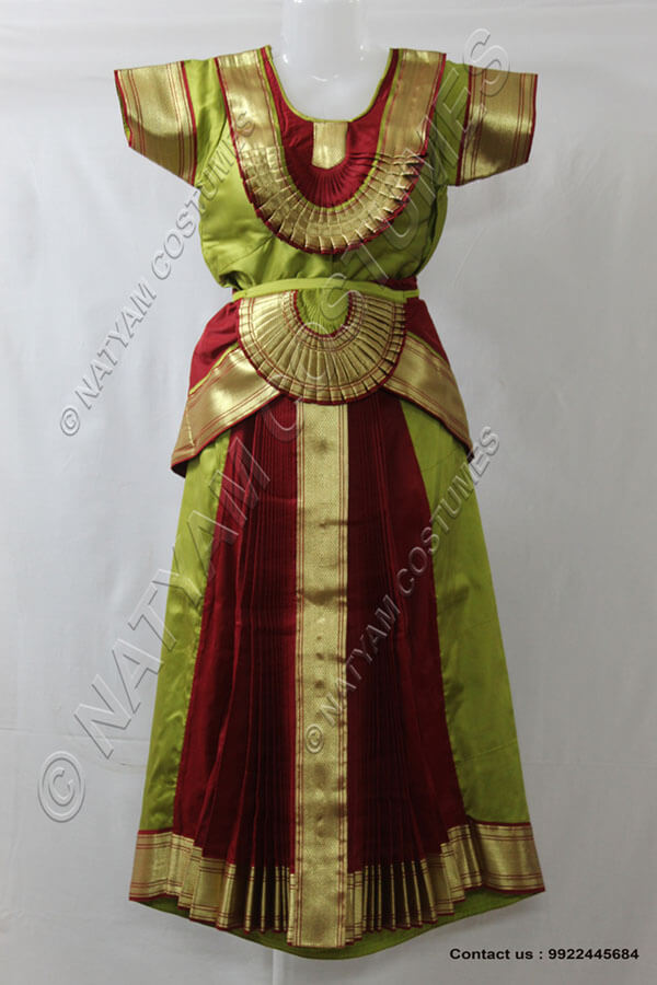 Mehandi Green and Brown bharatanatyam dress