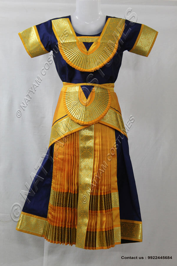 Navy Blue and Yellow bharatanatyam dress