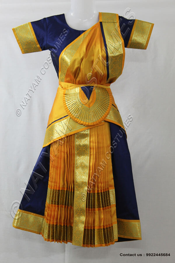 Navy Blue and Yellow bharatanatyam dress