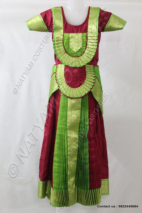 Brown and Light Green bharatanatyam dress
