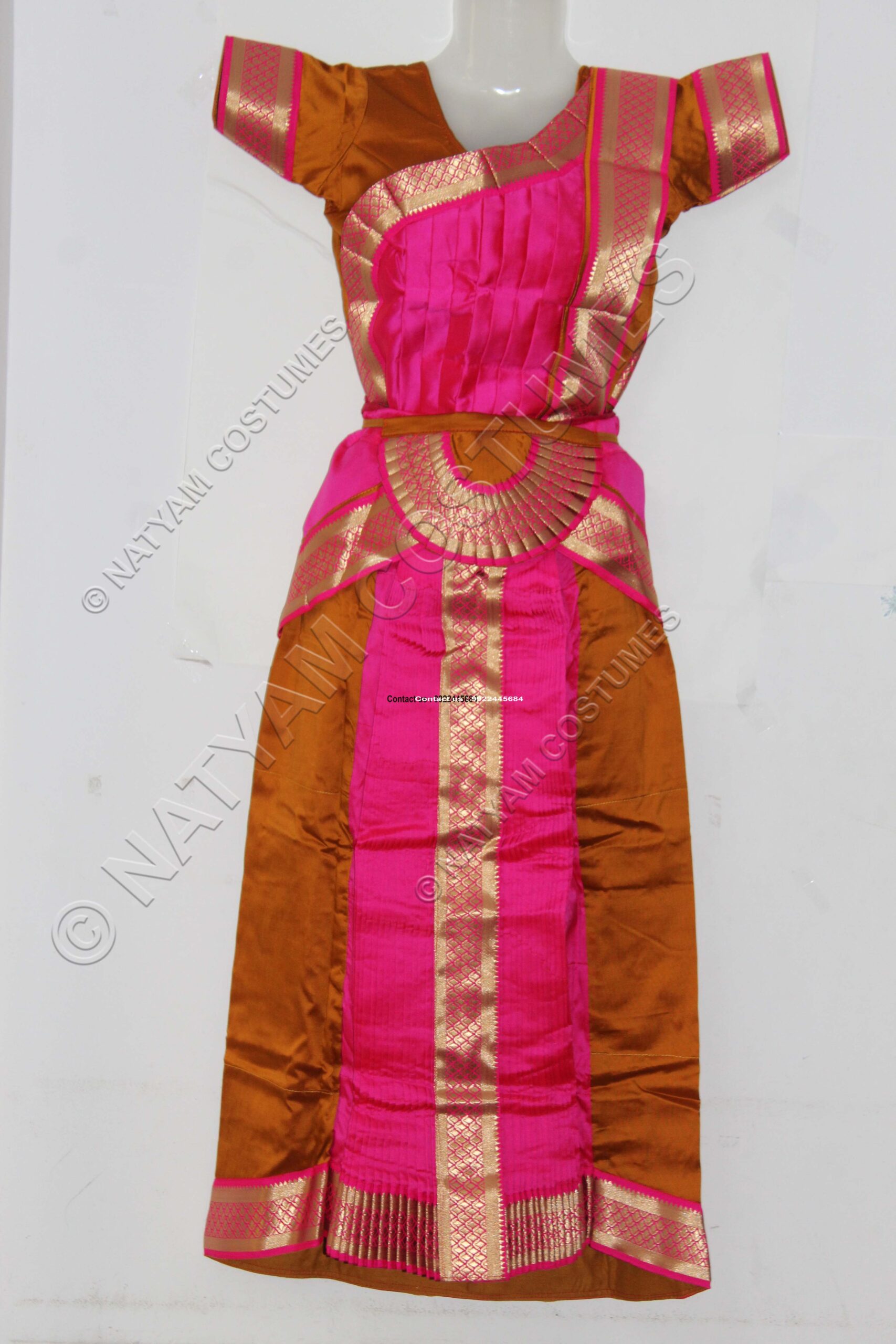 Mustard and Pink bharatanatyam dress