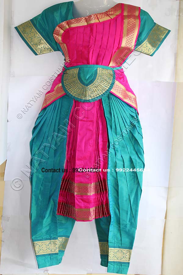 Sky Blue and Pink bharatanatyam dress