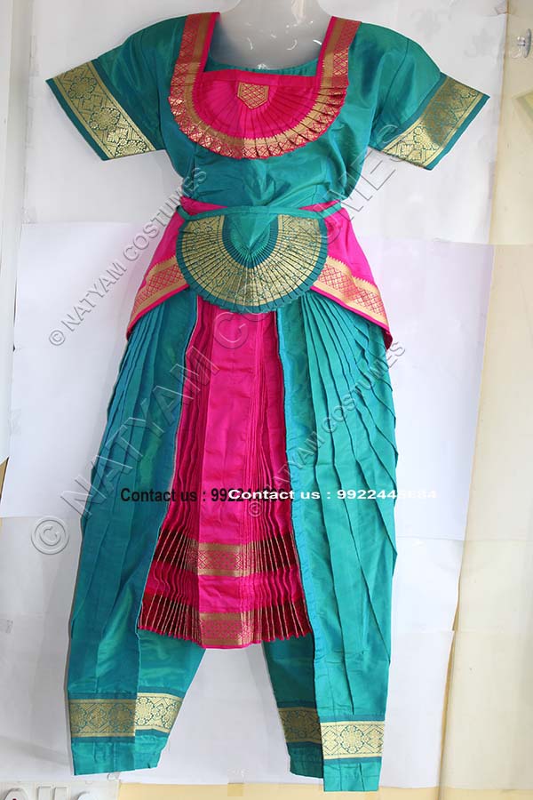 Sky Blue and Pink bharatanatyam dress