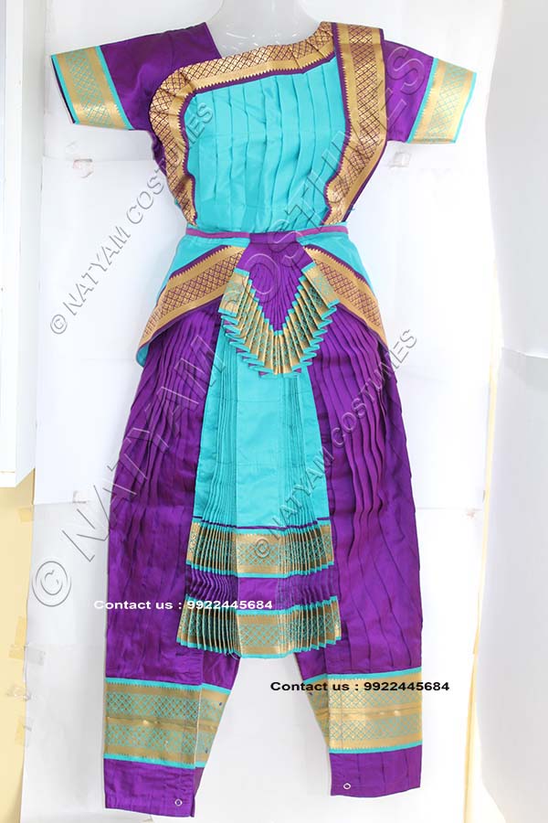 Purple and Sky Blue bharatanatyam dress