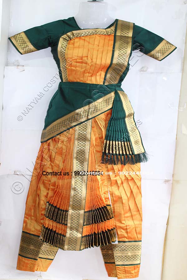 kuchipudi dress dark green and gold