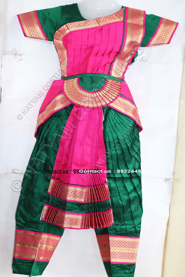 Green and Pink bharatanatyam dress