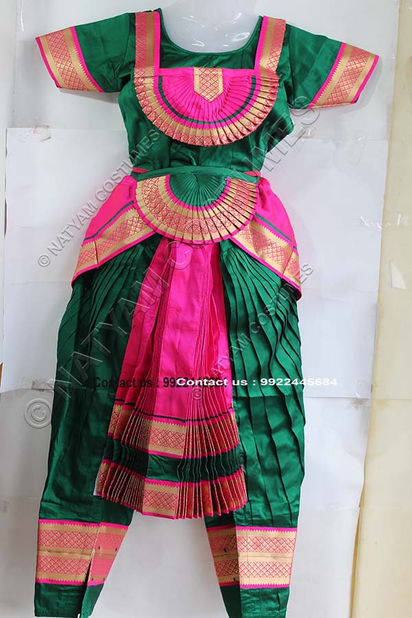 Green and Pink bharatanatyam dress