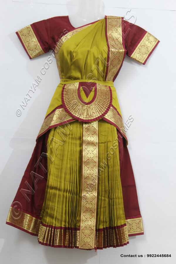 Dark Magenta and Mehandi Green bharatanatyam dress